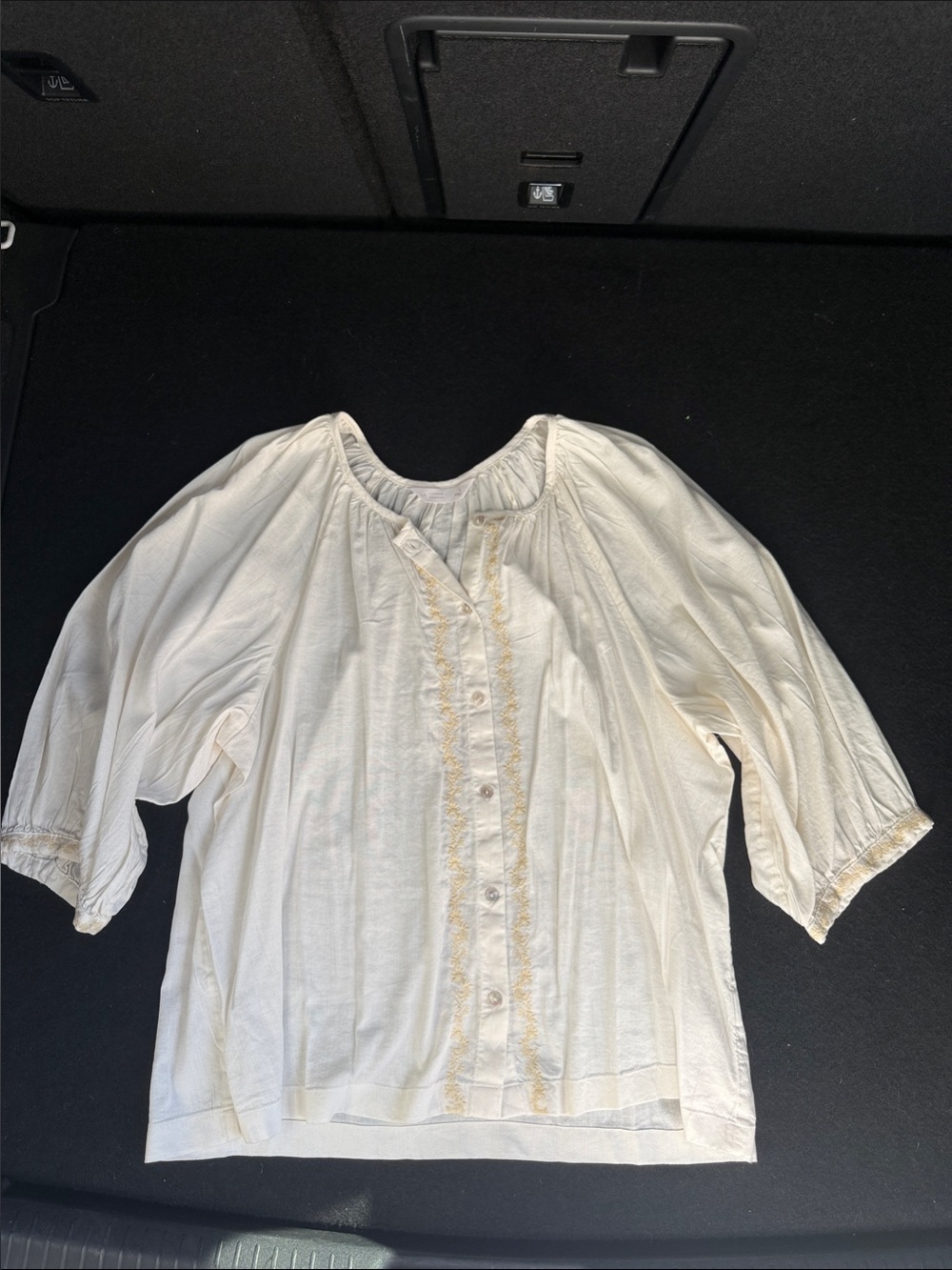 LC Lauren Conrad Cream Button-Front Peasant Blouse
